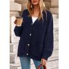 imagePRETTYGARDEN Fall Chunky Cardigan Sweaters for Women 2026 Button Long Lantern Sleeve Knit Oversized Coats with PocketsNavy