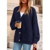 imagePRETTYGARDEN Fall Chunky Cardigan Sweaters for Women 2026 Button Long Lantern Sleeve Knit Oversized Coats with PocketsNavy
