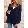 imagePRETTYGARDEN Fall Chunky Cardigan Sweaters for Women 2026 Button Long Lantern Sleeve Knit Oversized Coats with PocketsNavy