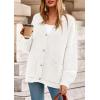 imagePRETTYGARDEN Fall Chunky Cardigan Sweaters for Women 2026 Button Long Lantern Sleeve Knit Oversized Coats with PocketsWhite