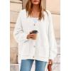 imagePRETTYGARDEN Fall Chunky Cardigan Sweaters for Women 2026 Button Long Lantern Sleeve Knit Oversized Coats with PocketsWhite