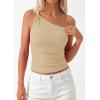 imagePRETTYGARDEN One Shoulder Going Out Tops for Women Trendy 2026 Summer Y2K Clothes Sleeveless Fitted Spring Fashion ShirtsApricot
