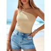imagePRETTYGARDEN One Shoulder Going Out Tops for Women Trendy 2026 Summer Y2K Clothes Sleeveless Fitted Spring Fashion ShirtsApricot