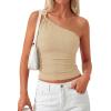imagePRETTYGARDEN One Shoulder Going Out Tops for Women Trendy 2026 Summer Y2K Clothes Sleeveless Fitted Spring Fashion ShirtsApricot