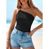 imagePRETTYGARDEN One Shoulder Going Out Tops for Women Trendy 2026 Summer Y2K Clothes Sleeveless Fitted Spring Fashion ShirtsBlack