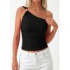 imagePRETTYGARDEN One Shoulder Going Out Tops for Women Trendy 2026 Summer Y2K Clothes Sleeveless Fitted Spring Fashion ShirtsBlack