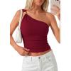 imagePRETTYGARDEN One Shoulder Going Out Tops for Women Trendy 2026 Summer Y2K Clothes Sleeveless Fitted Spring Fashion ShirtsBurgundy
