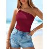imagePRETTYGARDEN One Shoulder Going Out Tops for Women Trendy 2026 Summer Y2K Clothes Sleeveless Fitted Spring Fashion ShirtsBurgundy