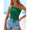 imagePRETTYGARDEN One Shoulder Going Out Tops for Women Trendy 2026 Summer Y2K Clothes Sleeveless Fitted Spring Fashion ShirtsGreen