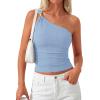 imagePRETTYGARDEN One Shoulder Going Out Tops for Women Trendy 2026 Summer Y2K Clothes Sleeveless Fitted Spring Fashion ShirtsLight Blue