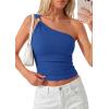 imagePRETTYGARDEN One Shoulder Going Out Tops for Women Trendy 2026 Summer Y2K Clothes Sleeveless Fitted Spring Fashion ShirtsRoyal Blue