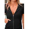imagePRETTYGARDEN Womens 2 Piece Outfits Short Sleeve Zip Up Hoodie Tops Long Pants Bodycon Sweatsuit Tracksuit Sets BlackMedium