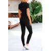 imagePRETTYGARDEN Womens 2 Piece Outfits Short Sleeve Zip Up Hoodie Tops Long Pants Bodycon Sweatsuit Tracksuit Sets BlackMedium