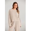 imagePRETTYGARDEN Womens 2024 Fall 2 Piece Outfit Tracksuits Casual Linen Long Sleeve Tops And Wide Leg Pants Lounge Sets BeigeLarge