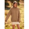 imagePRETTYGARDEN Womens 2024 Fall Fashion Pullover Sweaters Turtleneck Long Sleeve Cable Knit Sweater Casual Chunky Jumper Tops