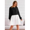imagePRETTYGARDEN Womens 2024 Fall Oversized Sweatshirt Dress Long Sleeve Crewneck Pullover Mini Dresses Black WhiteMedium