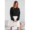 imagePRETTYGARDEN Womens 2024 Fall Oversized Sweatshirt Dress Long Sleeve Crewneck Pullover Mini Dresses Black WhiteMedium