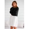 imagePRETTYGARDEN Womens 2024 Fall Oversized Sweatshirt Dress Long Sleeve Crewneck Pullover Mini Dresses Black WhiteMedium