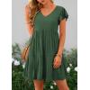 imagePRETTYGARDEN Womens 2024 Summer Casual Short Dress Cap Sleeve V Neck Tiered Ruffle Swing A Line Dresses GreenMedium