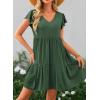 imagePRETTYGARDEN Womens 2024 Summer Casual Short Dress Cap Sleeve V Neck Tiered Ruffle Swing A Line Dresses GreenMedium