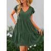 imagePRETTYGARDEN Womens 2024 Summer Casual Short Dress Cap Sleeve V Neck Tiered Ruffle Swing A Line Dresses GreenMedium