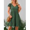 imagePRETTYGARDEN Womens 2024 Summer Casual Short Dress Cap Sleeve V Neck Tiered Ruffle Swing A Line Dresses GreenMedium
