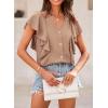 imagePRETTYGARDEN Womens 2024 Summer Cute Tops Ruffle Cap Sleeve V Neck Loose Fit Blouses Dressy Casual Fashion Ladies Shirts Light KhakiMedium