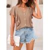 imagePRETTYGARDEN Womens 2024 Summer Cute Tops Ruffle Cap Sleeve V Neck Loose Fit Blouses Dressy Casual Fashion Ladies Shirts Light KhakiMedium