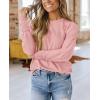 imagePRETTYGARDEN Womens 2025 Spring Fashion T Shirts Puff Long Sleeve Crewneck Casual Basic Tee Tops Blouses PinkMedium