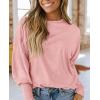 imagePRETTYGARDEN Womens 2025 Spring Fashion T Shirts Puff Long Sleeve Crewneck Casual Basic Tee Tops Blouses PinkMedium