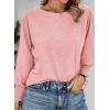 imagePRETTYGARDEN Womens 2025 Spring Fashion T Shirts Puff Long Sleeve Crewneck Casual Basic Tee Tops Blouses PinkMedium