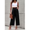 imagePRETTYGARDEN Womens Casual Summer Work Pants High Waisted Palazzo Pant Flowy Wide Leg Trousers with Pockets BlackLarge