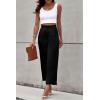 imagePRETTYGARDEN Womens Casual Summer Work Pants High Waisted Palazzo Pant Flowy Wide Leg Trousers with Pockets BlackLarge