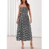 imagePRETTYGARDEN Womens Polka Dot Dress 2026 Summer Spaghetti Strap Smocked Sundress Beach Vacation Wedding Guest Midi DressesBlack