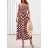 imagePRETTYGARDEN Womens Polka Dot Dress 2026 Summer Spaghetti Strap Smocked Sundress Beach Vacation Wedding Guest Midi DressesBrown