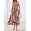 imagePRETTYGARDEN Womens Polka Dot Dress 2026 Summer Spaghetti Strap Smocked Sundress Beach Vacation Wedding Guest Midi DressesBrown