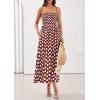 imagePRETTYGARDEN Womens Polka Dot Dress 2026 Summer Spaghetti Strap Smocked Sundress Beach Vacation Wedding Guest Midi DressesBrown