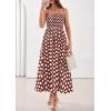 imagePRETTYGARDEN Womens Polka Dot Dress 2026 Summer Spaghetti Strap Smocked Sundress Beach Vacation Wedding Guest Midi DressesBrown
