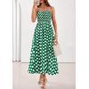 imagePRETTYGARDEN Womens Polka Dot Dress 2026 Summer Spaghetti Strap Smocked Sundress Beach Vacation Wedding Guest Midi DressesGreen