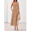 imagePRETTYGARDEN Womens Polka Dot Dress 2026 Summer Spaghetti Strap Smocked Sundress Beach Vacation Wedding Guest Midi DressesKhaki