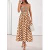 imagePRETTYGARDEN Womens Polka Dot Dress 2026 Summer Spaghetti Strap Smocked Sundress Beach Vacation Wedding Guest Midi DressesKhaki