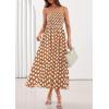 imagePRETTYGARDEN Womens Polka Dot Dress 2026 Summer Spaghetti Strap Smocked Sundress Beach Vacation Wedding Guest Midi DressesKhaki