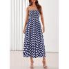 imagePRETTYGARDEN Womens Polka Dot Dress 2026 Summer Spaghetti Strap Smocked Sundress Beach Vacation Wedding Guest Midi DressesNavy Blue