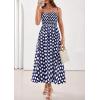 imagePRETTYGARDEN Womens Polka Dot Dress 2026 Summer Spaghetti Strap Smocked Sundress Beach Vacation Wedding Guest Midi DressesNavy Blue