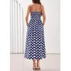 imagePRETTYGARDEN Womens Polka Dot Dress 2026 Summer Spaghetti Strap Smocked Sundress Beach Vacation Wedding Guest Midi DressesNavy Blue