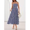 imagePRETTYGARDEN Womens Polka Dot Dress 2026 Summer Spaghetti Strap Smocked Sundress Beach Vacation Wedding Guest Midi DressesNavy Blue
