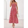 imagePRETTYGARDEN Womens Polka Dot Dress 2026 Summer Spaghetti Strap Smocked Sundress Beach Vacation Wedding Guest Midi DressesRed