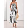 imagePRETTYGARDEN Womens Polka Dot Dress 2026 Summer Spaghetti Strap Smocked Sundress Beach Vacation Wedding Guest Midi DressesWhite