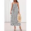 imagePRETTYGARDEN Womens Polka Dot Dress 2026 Summer Spaghetti Strap Smocked Sundress Beach Vacation Wedding Guest Midi DressesWhite