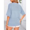 imagePRETTYGARDEN Womens Short Sleeve Sweater Tops 2026 Spring Summer Casual V Neck Ribbed Knit Trendy Eyelet Blouse T ShirtsLight Blue
